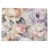Elegante Rose Blüten Große Geschenktüte (Rückseite)