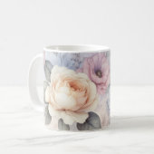 Elegante Rose Blüten Kaffeetasse (Vorderseite Links)