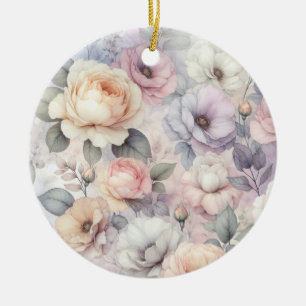 Elegante Rose Blüten Keramik Ornament