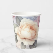 Elegante Rose Blüten Pappbecher (Vorderseite)