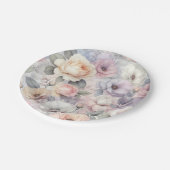 Elegante Rose Blüten Pappteller (Schrägansicht)
