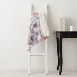Elegante Rose Blüten Sherpadecke