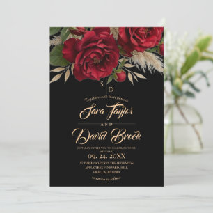 Elegante Rose Boho Hochzeit im modernen Floral Sti Einladung