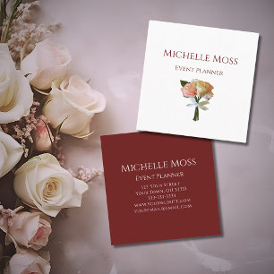 Elegante Rose Botanischer Blush-Event-Planer Quadratische Visitenkarte