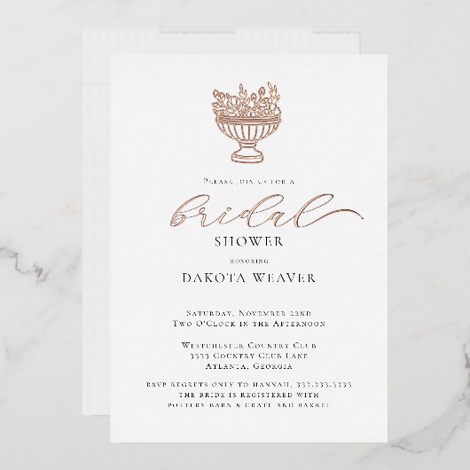 Elegante Rose Brautparty Folieneinladung (Briefumschlag)