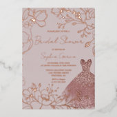 Elegante Rose & Brautparty Rose Gold Folieneinladung (Vorderseite)