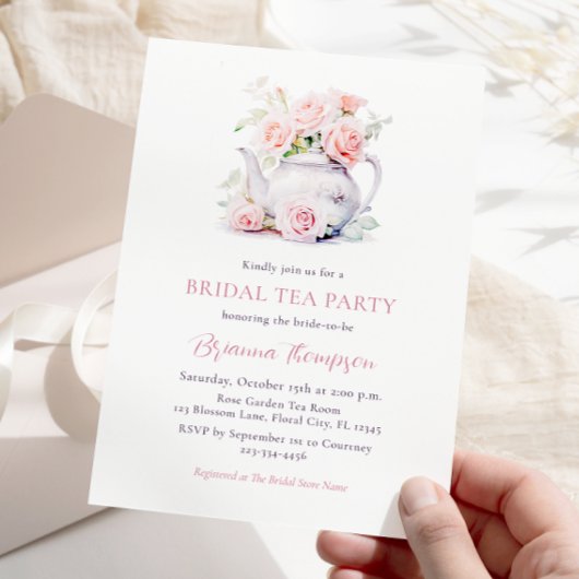 Elegante Rose Bridal Tea Party Einladung