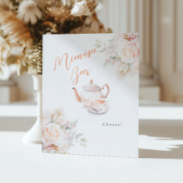 Elegante Rose Bridal Tea Party Mimosa Bar Sockelschild