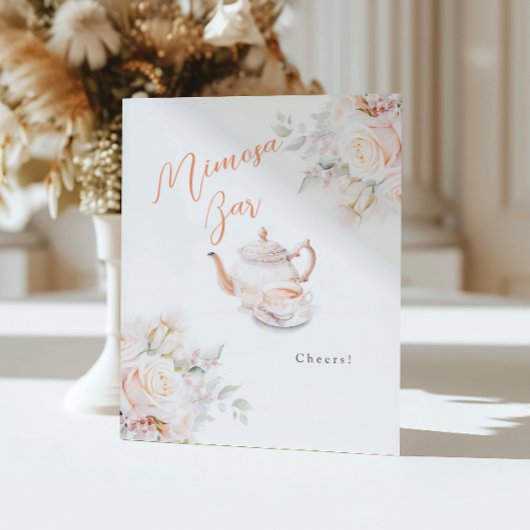 Elegante Rose Bridal Tea Party Mimosa Bar Sockelschild