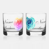 Elegante Rose Bride Groom Geburtstagssehen Whiskyglas (Vorderseite)