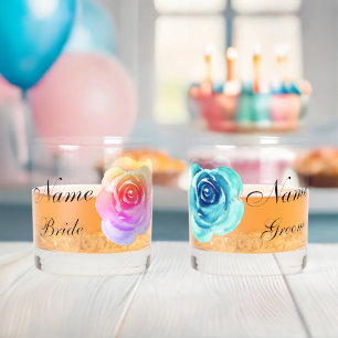 Elegante Rose Bride Groom Geburtstagssehen Whiskyglas