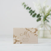 Elegante Rose Brown Monogramm Visitenkarte (Stehend Vorderseite)