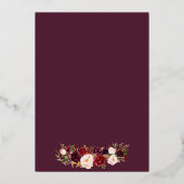 Elegante Rose Burgund & Blush Bouquet Gold Folieneinladung (Rückseite)
