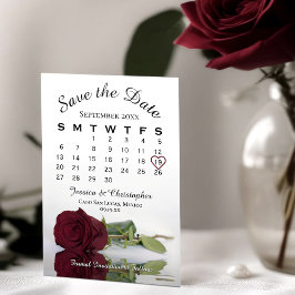 Elegante Rose Burgund Romantischer Hochzeitskalend Save The Date