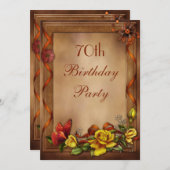 Elegante Rose & Butterfly 70. Geburtstagsparty Einladung (Vorne/Hinten)