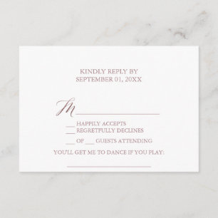 Elegante Rose Calligraphy Song Request RSVP Card Einladung