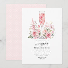 Elegante Rosé-Champagner-Gartenhochzeit Einladung