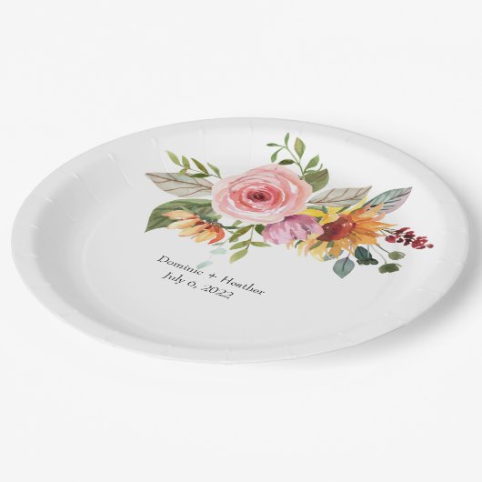 Elegante Rose Chic Wedding Pappteller (Schrägansicht)