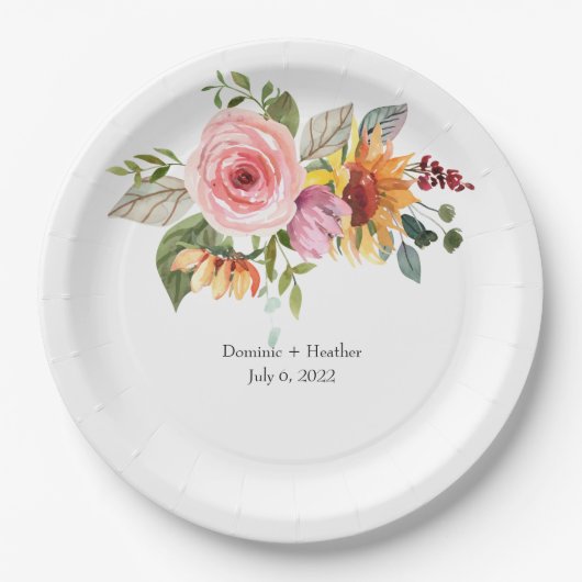 Elegante Rose Chic Wedding Pappteller (Vorderseite)