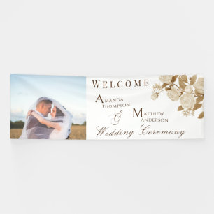 Elegante Rose Chic White Foto Banner