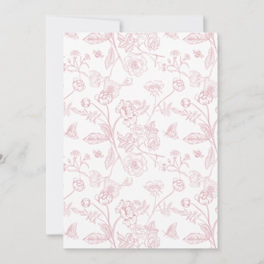Elegante Rose Chinoiserie Viktorianische Hochzeit Save The Date (Rückseite)