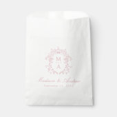 Elegante Rose Chinoiserie Wappen Monogram Wedding Geschenktütchen (Vorderseite)