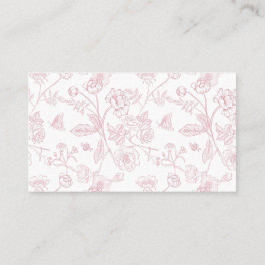 Elegante Rose Chinoiserie Wedding Website QR Code Begleitkarte (Rückseite)