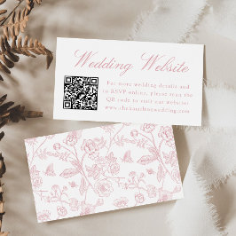 Elegante Rose Chinoiserie Wedding Website QR Code Begleitkarte