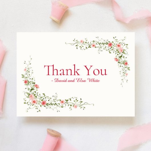 Elegante Rose Christlich Hochzeit Dankeschön Karte