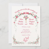 Elegante Rose Christliche Hochzeit Einladung (Vorderseite)