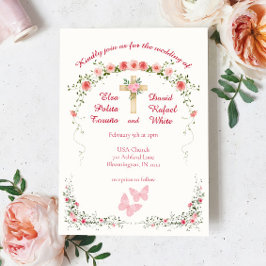 Elegante Rose Christliche Hochzeit Einladung