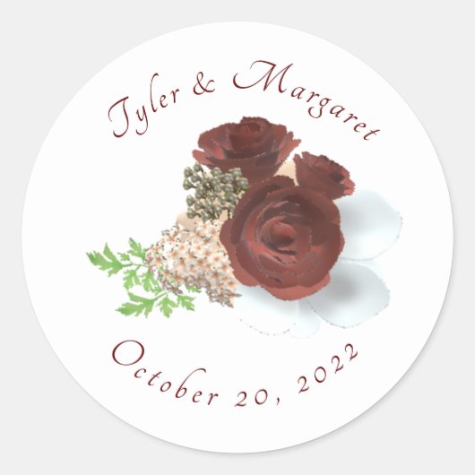 Elegante Rose Corsage Classic Rundsticker Runder Aufkleber (Vorderseite)