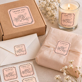 Elegante Rose "Danke für Ihre Bestellung" Quadratischer Aufkleber