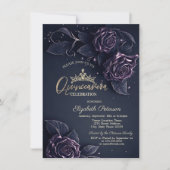 Elegante Rose Dark Gothic Quinceañera Einladung (Vorderseite)