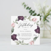 Elegante Rose der Wasserfarben Einladung (Stehend Vorderseite)