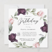 Elegante Rose der Wasserfarben Einladung (Vorderseite)