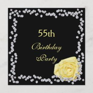 Elegante Rose & Diamonds 55. Geburtstag Einladung
