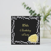 Elegante Rose & Diamonds 85. Geburtstag Einladung (Stehend Vorderseite)