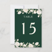 Elegante Rose Dunkelgrüne Tischnummer Karte (Vorderseite)