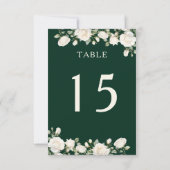 Elegante Rose Dunkelgrüne Tischnummer Karte (Rückseite)
