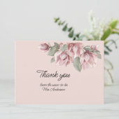Elegante Rose Dusty Blush Dankeskarte (Stehend Vorderseite)