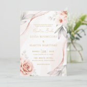 Elegante Rose Einladung (Stehend Vorderseite)