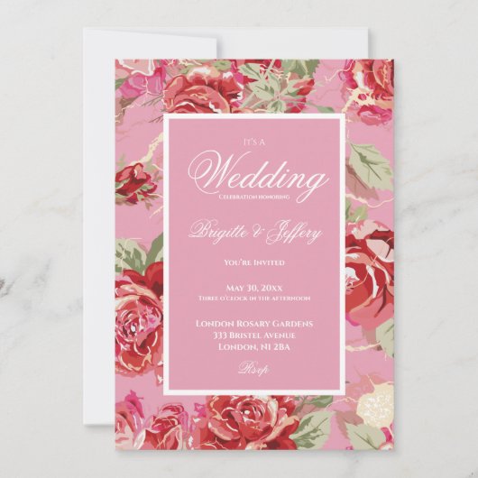 Elegante Rose Einladung (Vorderseite)