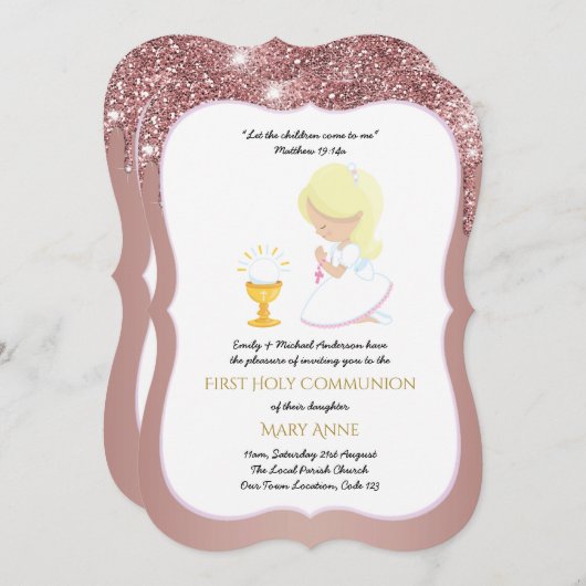 Elegante Rose Einladung (Vorne/Hinten)