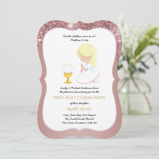 Elegante Rose Einladung (Stehend Vorderseite)