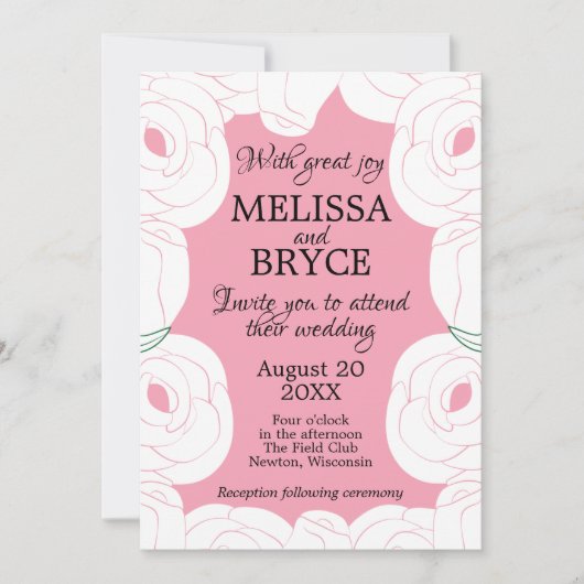 Elegante Rose Einladung (Vorderseite)