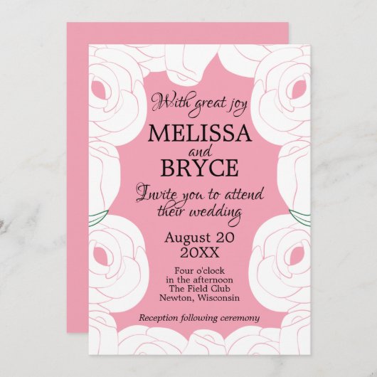 Elegante Rose Einladung (Vorne/Hinten)