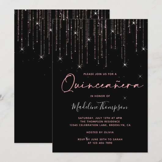 Elegante Rose Einladung (Vorne/Hinten)