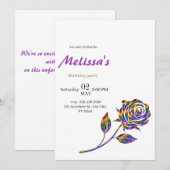 Elegante Rose Einladung zum Geburtstag (Vorne/Hinten)