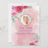 Elegante Rose Erstes Foto Einladung (Rückseite)